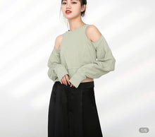 Load image into Gallery viewer, Light  weight green hollow out shirt
