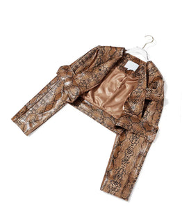 Python leather crop shirt /jacket